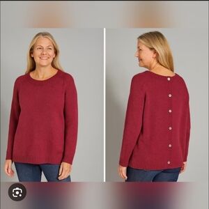 J. Jill Burgundy Button-Back Sweater